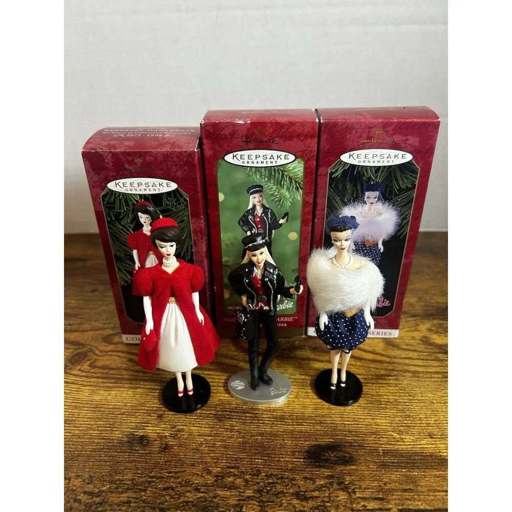 Vintage Hallmark Barbie Keepsake Ornaments Lot of 3 1990s 2000 Harley-Davidson